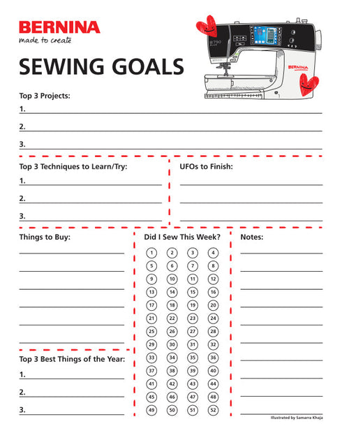 BERNINA Sewing Goal Worksheet 2025 – Valley Fabrics